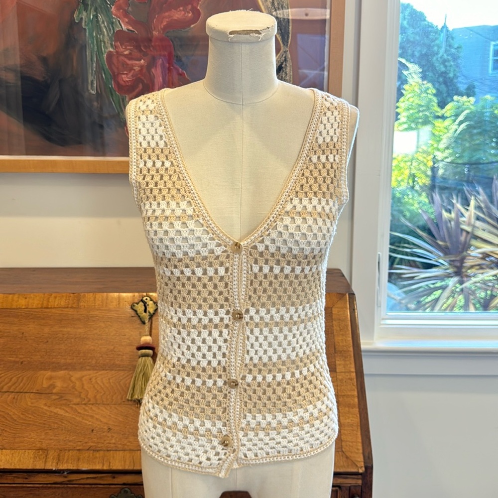 red haute button down crotchet vest